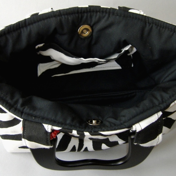 Meredith Zebra Stripe Purse Hand Made Bag Animal Print Black White Tote Fabric - Picture 6 of 6